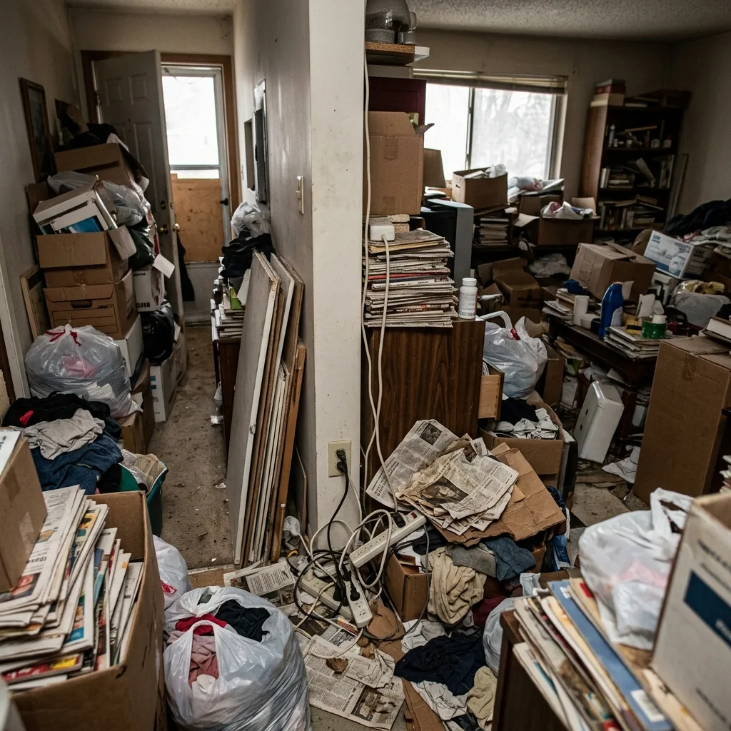 Firefighter safety equipment representing fire hazard awareness in hoarding situations